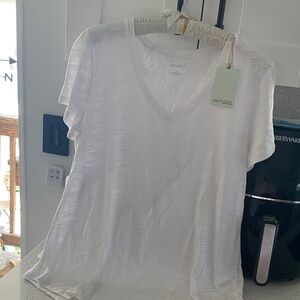 Women's White V-Neck Top